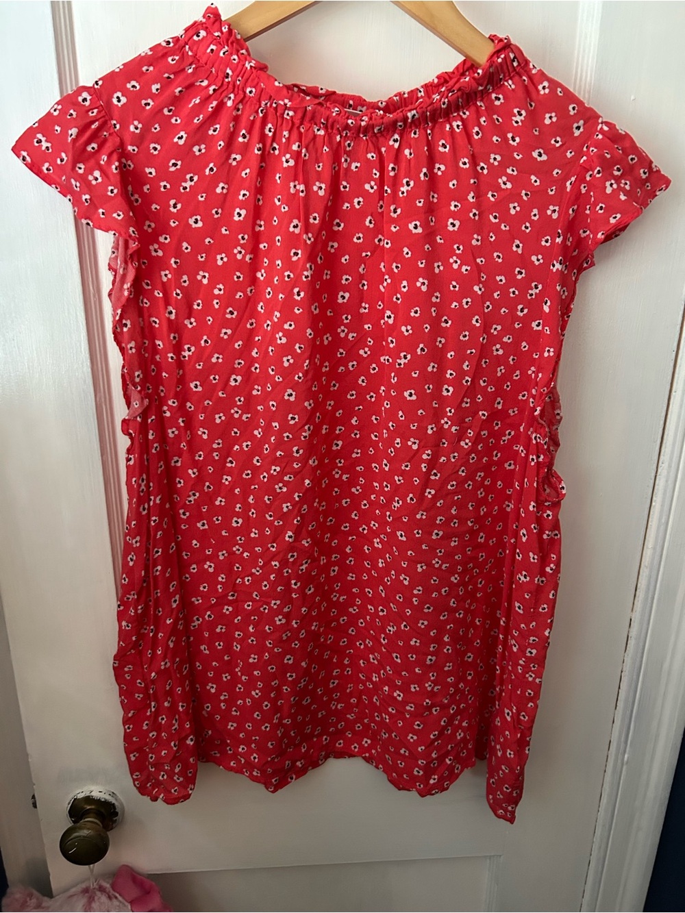 GAP Coral Red Floral Off-Shoulder Top
